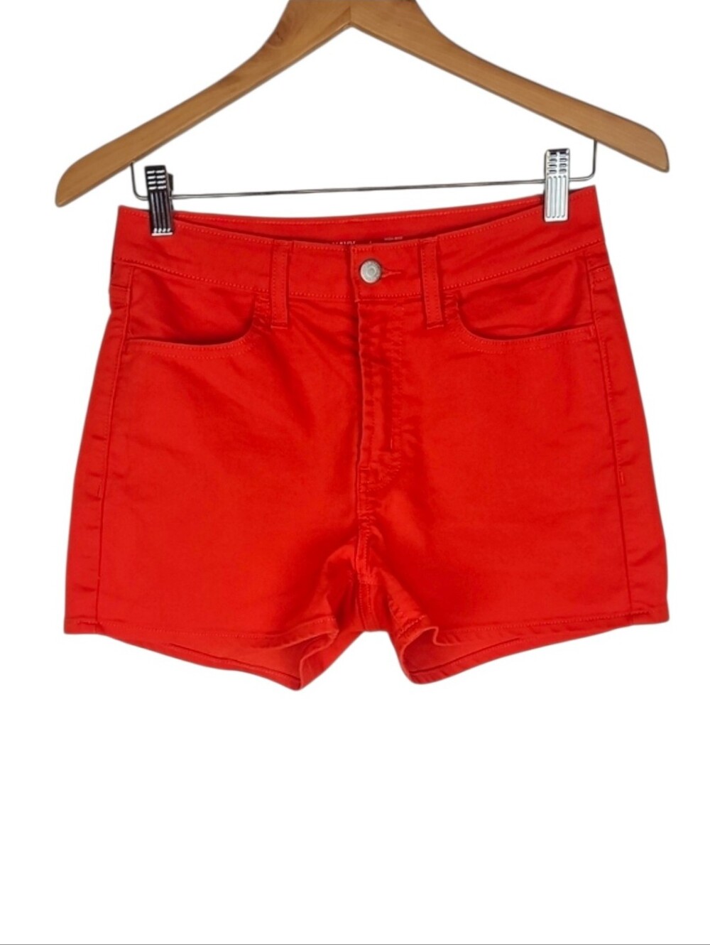 High Rise Vibrant Rich Orange Jean Denim Shorts Colorful Bright Women's Size 4